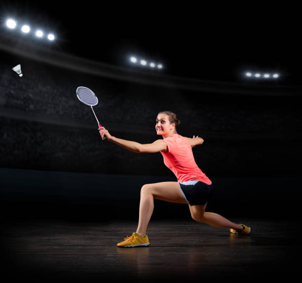 istock Woman badminton player (sports hall version) 820988736