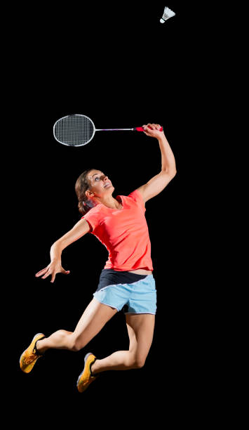 istock Woman badminton player isolated (without net version) 820988744