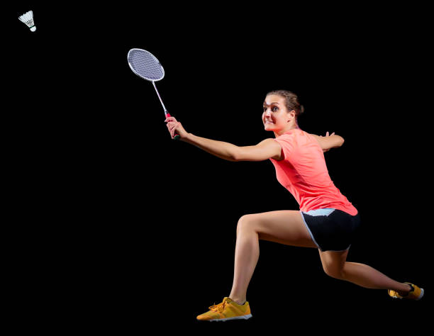 istock Woman badminton player (isolated version) 820988788