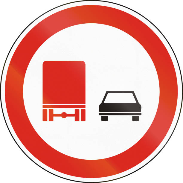 istock Hungarian regulatory road sign - No overtaking for trucks 820991310