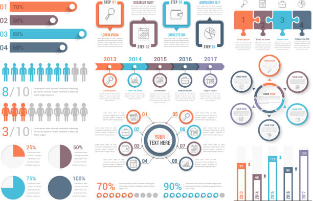 ilustrações de stock, clip art, desenhos animados e ícones de infographic elements - six objects