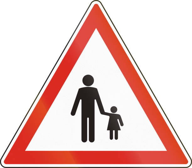 istock Hungarian warning road sign - children crossing 821002872