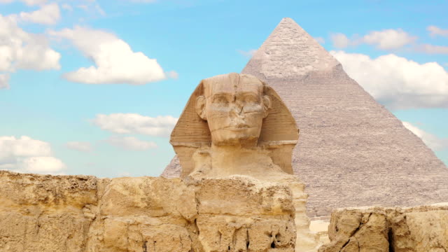 Timelapse. Clouds over the pyramid of Cheops and Sphinx. Giza Egypt. v.2