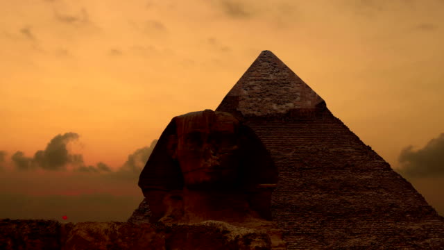 Timelapse. Sunrise over the pyramid of Cheops and Sphinx. Giza Egypt. v.3