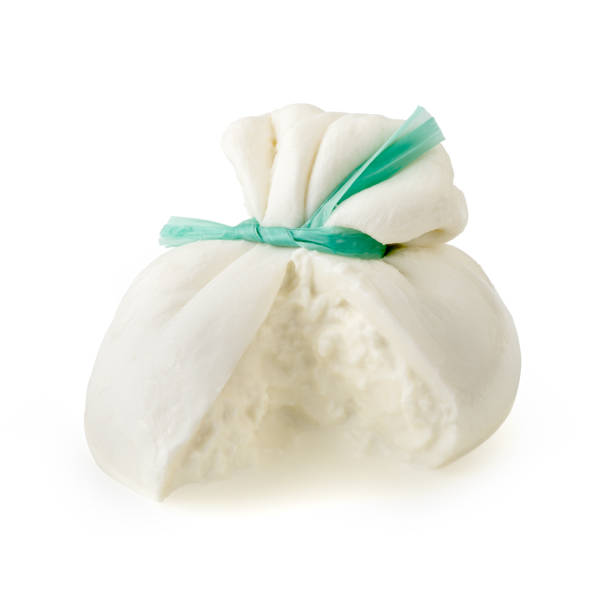 istock Burrata cheese isolated on white background with clipping path. Sliced fresh italian cheese made from mozzarella and cream. 821008372