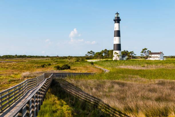 istock Ramp Over Marshland with Boardwalk Trail at Bodie Island Lighthouse 821008600