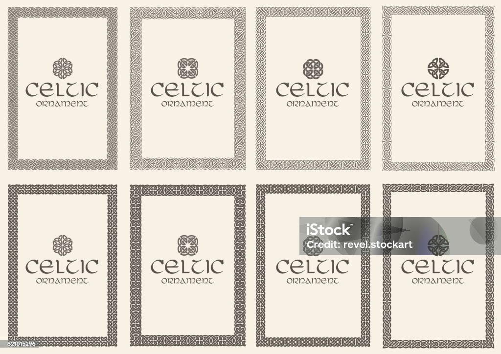 Set of celtic knot braided frames bordesr ornaments. A4 size. Set of celtic knot braided frames bordesr ornaments. A4 size. Vector illustration. Celtic Style stock vector