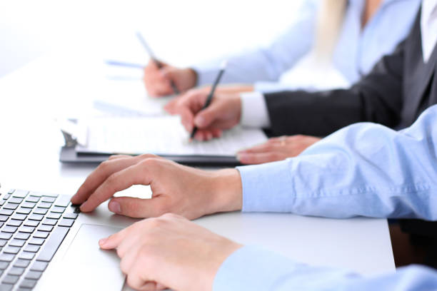 istock Group of business people working together in office 821015518