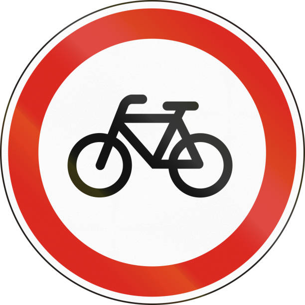 istock Road sign used in Hungary - No cycling 821018570