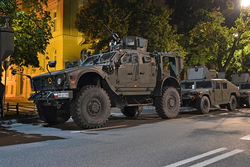 Warsaw, Poland, 12th August 2016: The military trucks Oshkosh M-ATV 