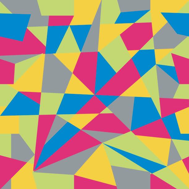 istock Abstract retro seamless pattern of geometric shapes. Colorful mosaic backdrop in trend colors. 821021818