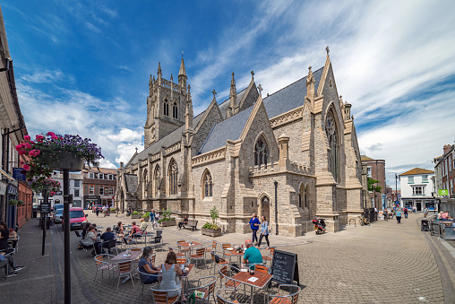 Newport, Isle of Wight, UK. 13th July 2017. The streets and lanes of Newport on the Isle of Wight on a warm summer's day. Newport is the county town and 'capital' of the Island.