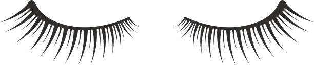 ilustrações de stock, clip art, desenhos animados e ícones de black two eyelashes extension icon on white background - women human face sensuality human eye