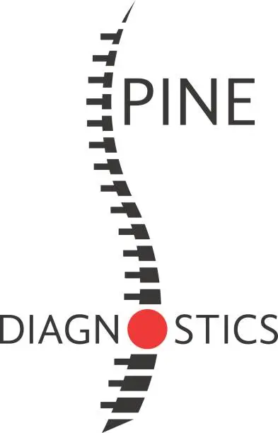 Vector illustration of spine diagnostics with pain sign