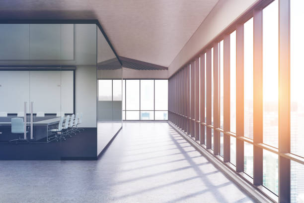 istock Transparent conference room concrete, side toned 821045374