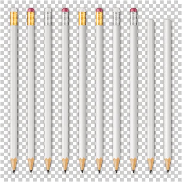 現実的なベクトルの白い空の木シャープ鉛筆アイコンを設定。透明な背景で隔離のクローズ アップ。ブランディング、モックアップのためテンプレートをデザインします。eps10 - 227点のイラスト素材／クリップアート素材／マンガ素材／アイコン素材
