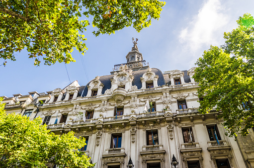 Buenos Aires, Argentina - February 23, 2017: Art nouveau classical architecture building on a sunny day in Buenos Aires, Argentina