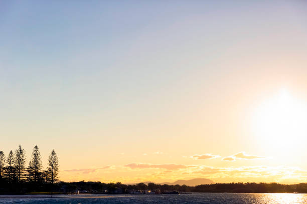 Sunset over the water, Port Macquarie, sky background with copy space, full frame horizontal composition