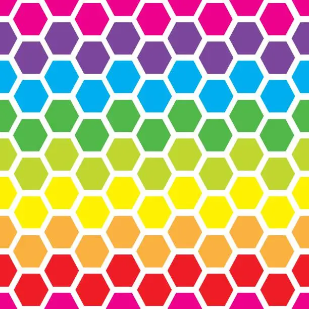 Vector illustration of Seamless geometric hexagon with colorful design