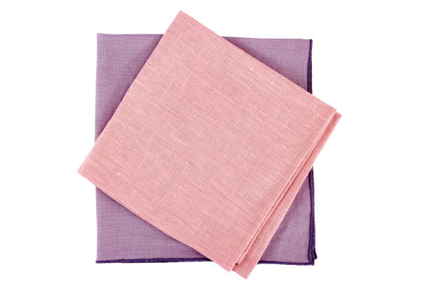 istock Violet and pink textile napkins on white 821084672