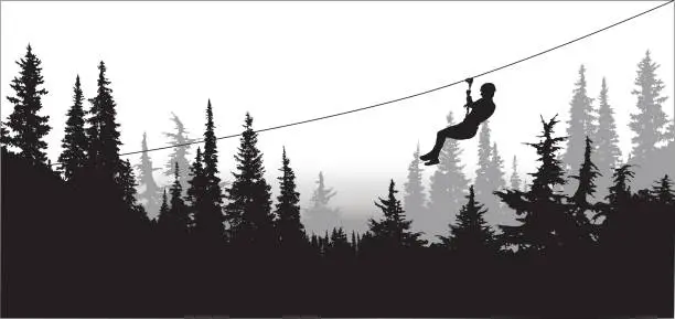 Vector illustration of Forest Zipline Adventures
