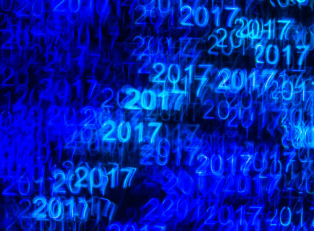 istock Beautiful background with different colored number 2017, abstract background, year 2017 shapes on black background 821088734