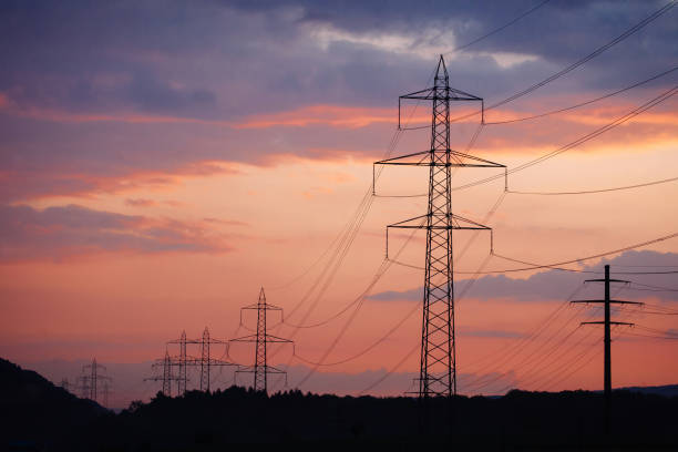 istock Silhouette of Power Lines during Sunset 821088790