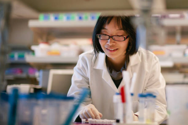 Female  Scientist at a Biomedical Laboratory stock photo