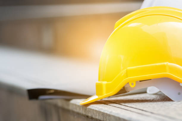 istock Safety helmet placed on the corridor. 821095516
