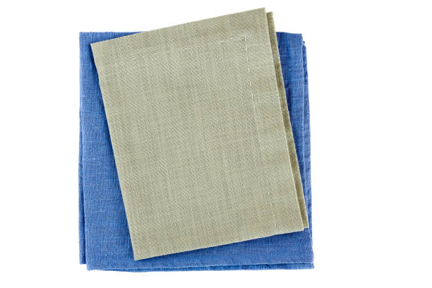 istock Blue and gray textile napkins on white 821095598