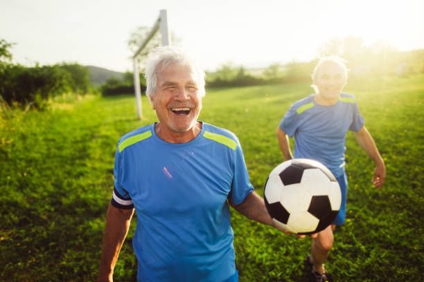 istock Smiling, senior soccer players 821101694