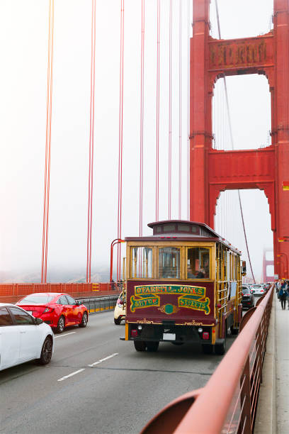 istock Golden Gate Bridge with cable car 821107338