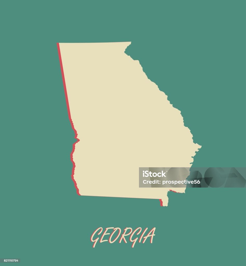 Georgia state of US map vector outlines in a 3D illustration background A three dimensional vector background map of Georgia state of US Georgia - US State stock vector