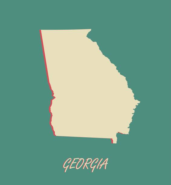 Georgia state of US map vector outlines in a 3D illustration background A three dimensional vector background map of Georgia state of US georgia us state illustrations stock illustrations