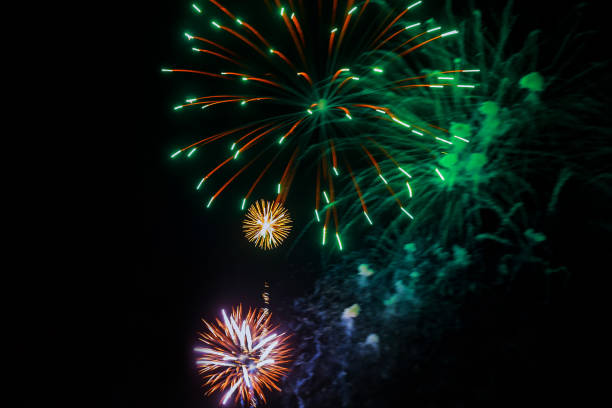 istock Amazing celebration multicolored sparkling fireworks. 4th of July beautiful fireworks. 821111118