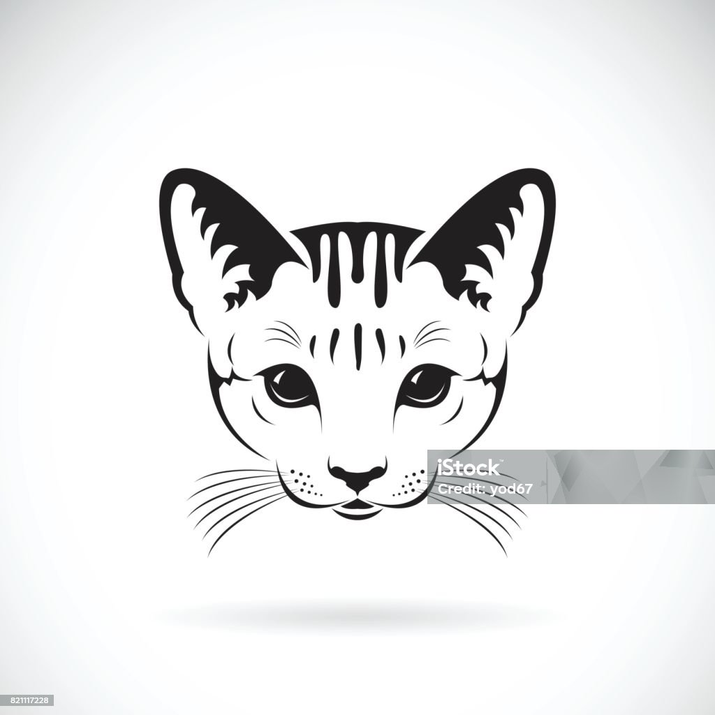 Vecteur d’un visage de chat sur fond blanc, animaux de pierre. - clipart vectoriel de Chat domestique libre de droits