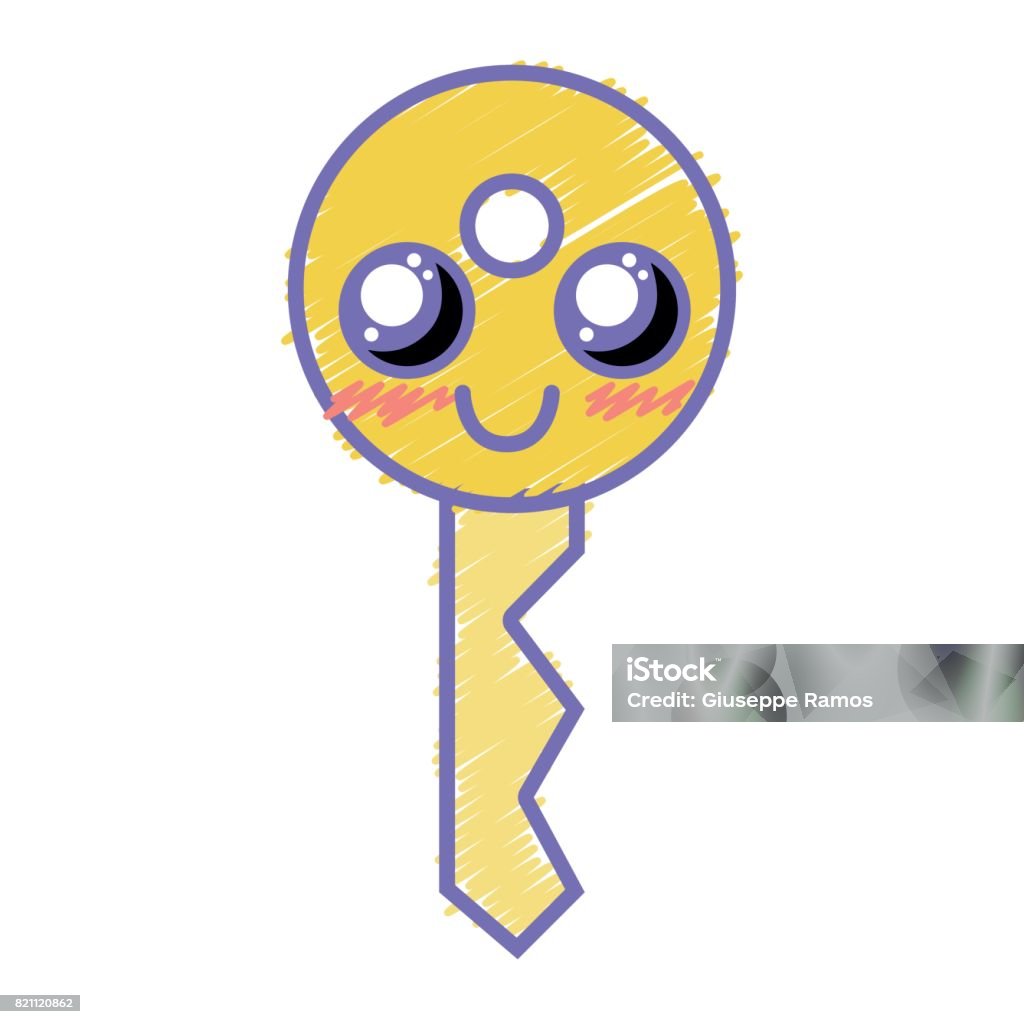 Key Encryption Cute Kawaii Cute Happy Key Security Stock Illustration - Download Image Now ...