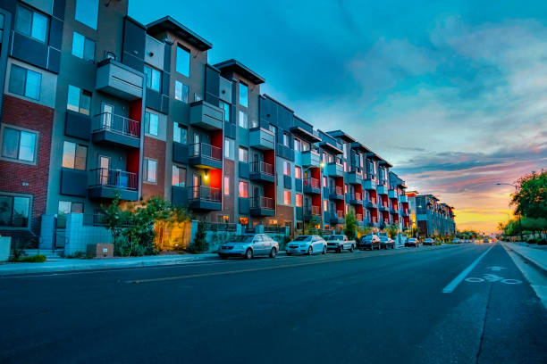 Modern Apartments Apartments on Street chandler arizona stock pictures, royalty-free photos & images