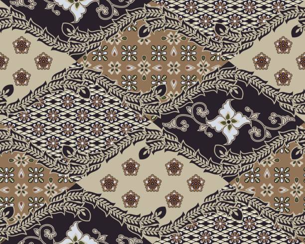 javanesische batik-nahtlose muster-set b1 - traditioneller batikstil stock-grafiken, -clipart, -cartoons und -symbole