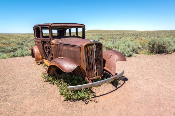 istock Abandoned car in Arizona desert 821134448