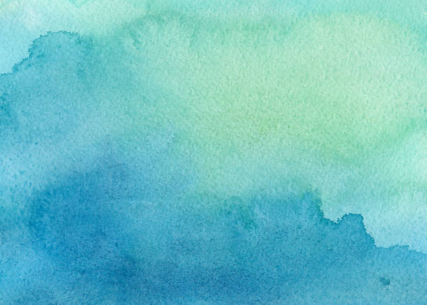 blue green aquarell hintergrund - watercolor painting stock-grafiken, -clipart, -cartoons und -symbole