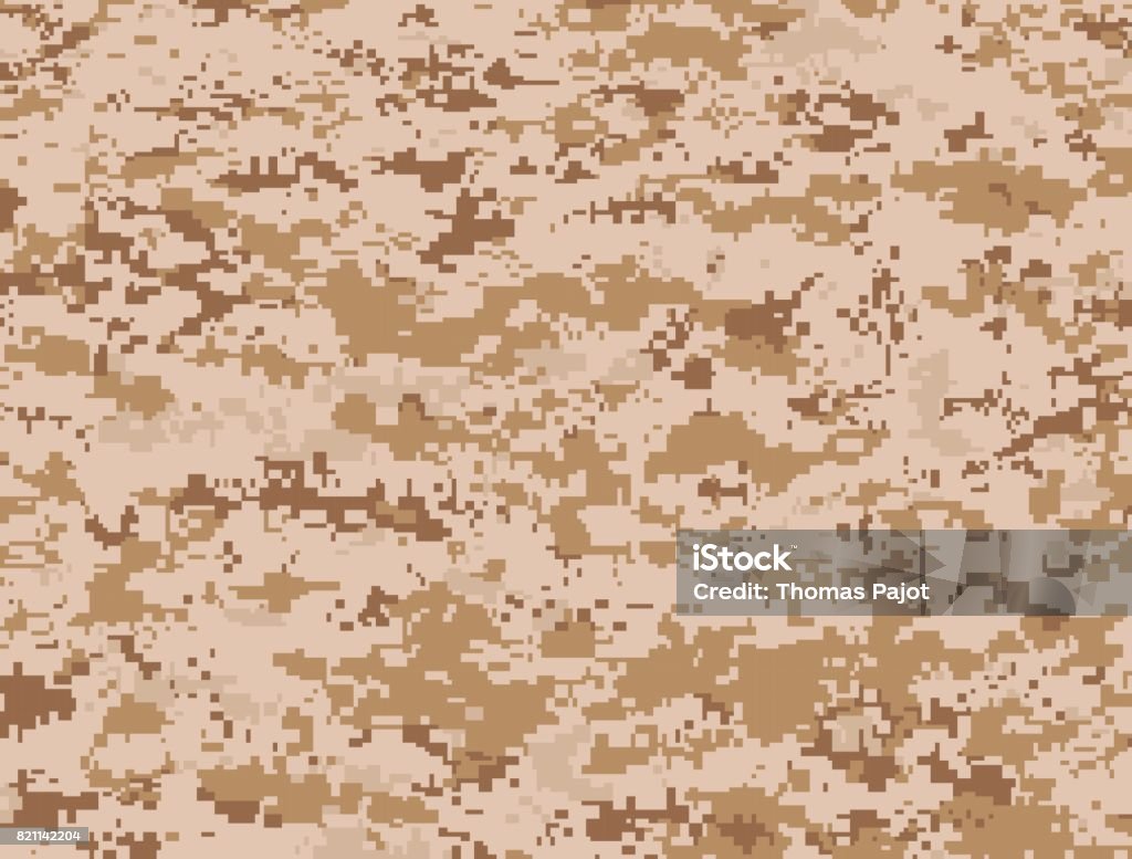 Desert military camouflage texture Vector illustration of brown pixels camouflage military texture used in the desert Camouflage Clothing stock vector