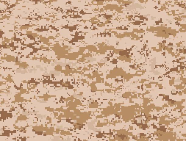 Desert military camouflage texture Vector illustration of brown pixels camouflage military texture used in the desert disguise stock illustrations