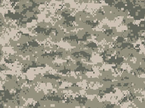 Dusty green camouflage texture Vector illustration of modern pixels light green camouflage pattern military backgrounds stock illustrations