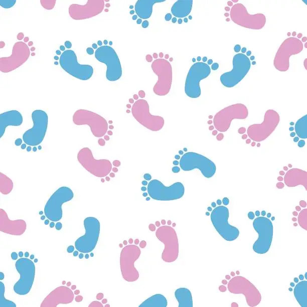 Vector illustration of Seamless pattern with baby footprint