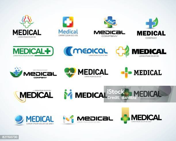Ilustración de Set De Plantillas De Diseño De Emblema Médicos Y De Salud Aislados Ilustración De Vectores y más Vectores Libres de Derechos de Logotipo
