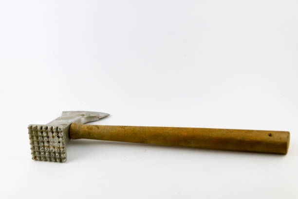 istock Wooden Meat cleaver and tenderizer isolated on white background 821157392