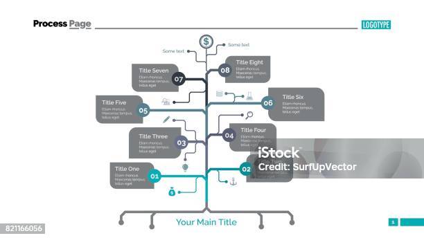 Eight Branch Tree Slide Template Stock Illustration - Download Image Now - Decisions, Tree, Abstract