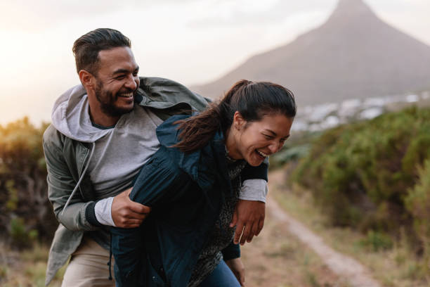 istock Young couple having fun on vacation 821169114