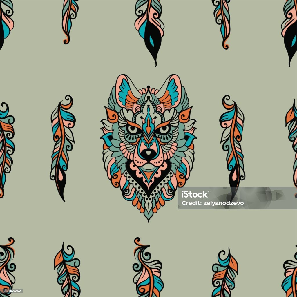 Wol Pattern Seamless Pattern With Wolf Stock Illustration - Download Image Now ...